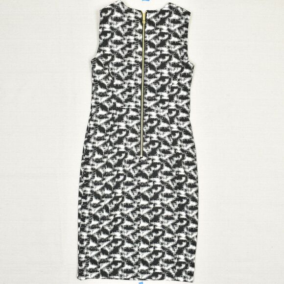 Calvin Klein Women Sheath Dress Polyester Black Geometric Size 4 Crew Neck - Picture 3 of 8